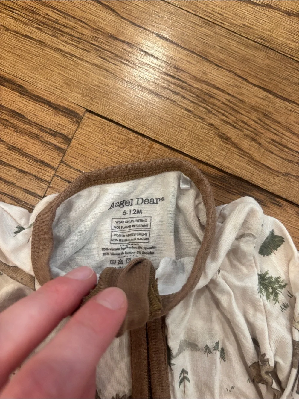 Angel Dear Cream and Brown Moose Zip Footie